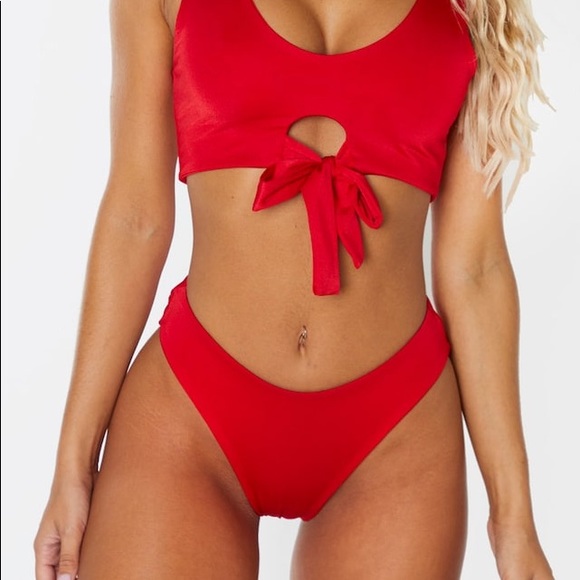 PrettyLittleThing Other - NWT CUTE RED PLT HIGH WAISTED BIKINI BOTTOMS
